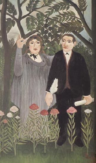 Henri Rousseau Portrait of Guillaume Apollinaire and Marie Laurencin with Poet's Narcissus Norge oil painting art